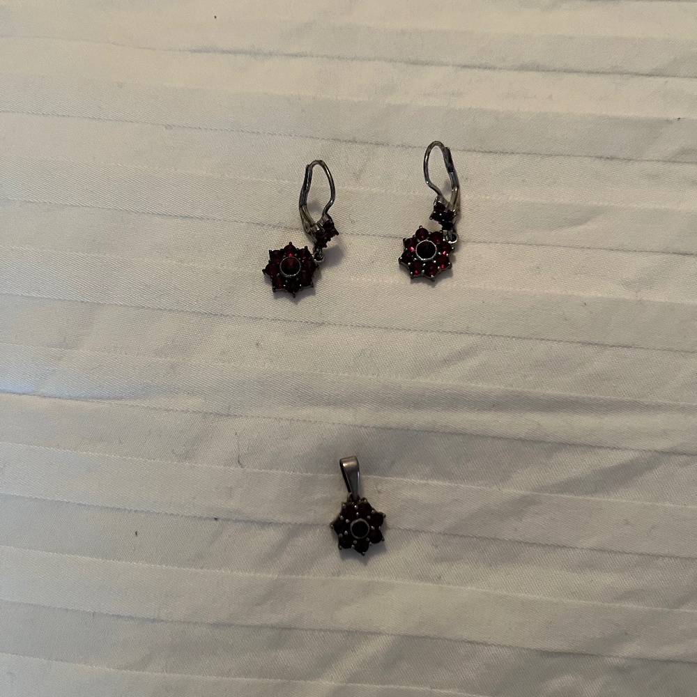 Ruby earrings and pendant